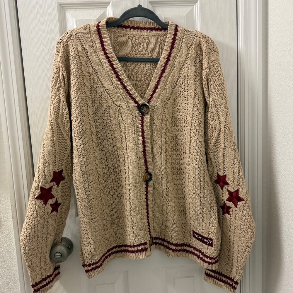 Fan Made Holiday Cardigan Taylor Swift Beige Swiftie Gift
